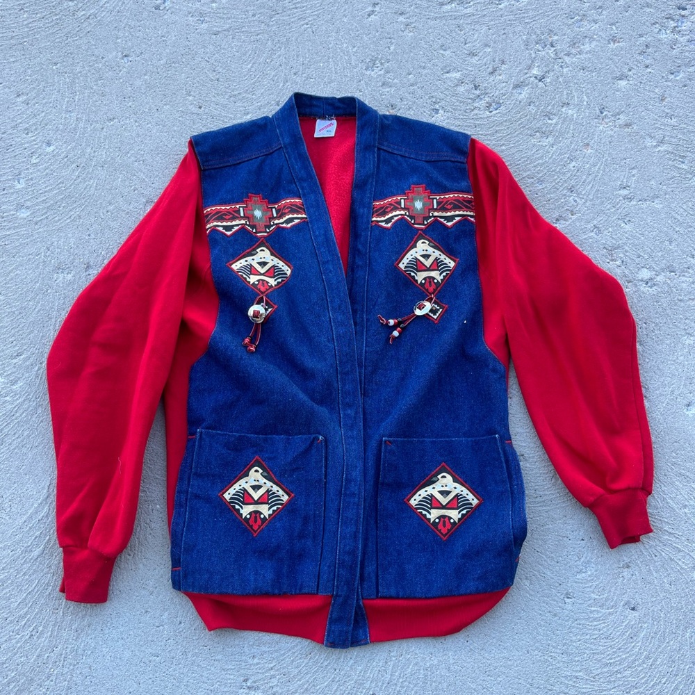 Vintage Made in USA Aztec Jean Jacket